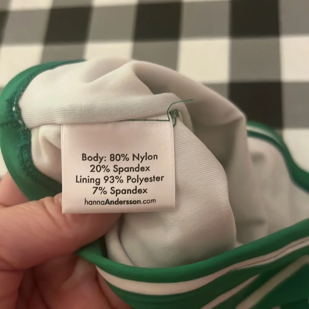 Hanna Andersson Tankini Swim Top Size 5 or 110 Green and White stripes